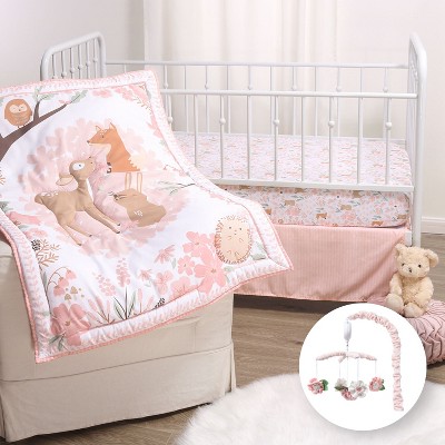 The Peanutshell Fairytale Forest Pink Crib Bedding Set, 3pc to 12 Pc, For Girls