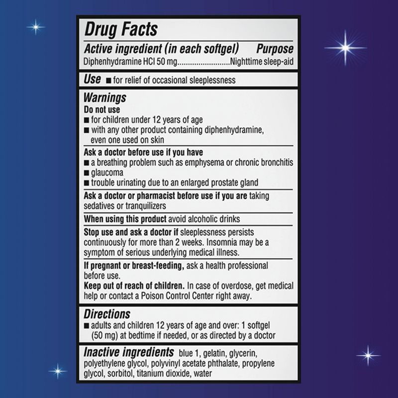 Unisom SleepGels Nighttime Sleep-Aid SoftGels - Diphenhydramine HCl - 60ct, 6 of 9