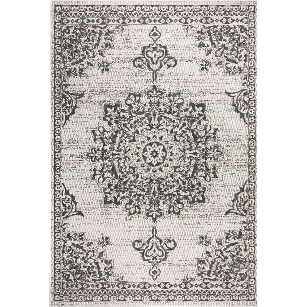 1'9in x 2'11in Country Azalea Indoor/Outdoor Rug Gray/Black - Nicole Miller