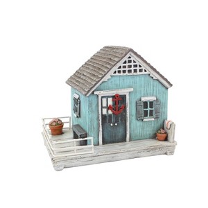 Beachcombers 8.13" Resin Blue Fishing Shack Decorative Coastal Nautical Figure Figurine - 1 of 1
