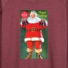 Women's - Coca-Cola - Vintage Santa with Glass Bottles Lightweight French Terry Wide Neck Long Sleeve Shirt - 2 of 4