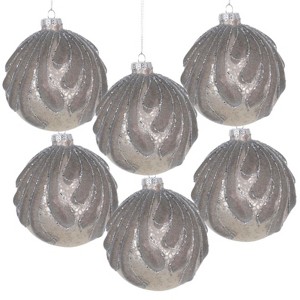 SEVOBAL Tree Ornaments 6PCS Set 3.9" Christmas Tree Ornament Balls Hanging Glass Holiday Decor for Party Tree Decorations, Gray, 3.9"*3.9"*3.9" - 1 of 4