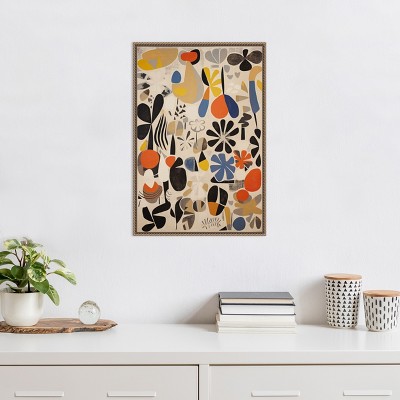 Botanical Selection Abstract Canvas Wall Art with Bronze Frame