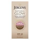 Jergens Natural Glow Face Moisturizer Medium To Deep Tone, Self Tanner, Daily Face Sunscreen - SPF 20 - 2 fl oz