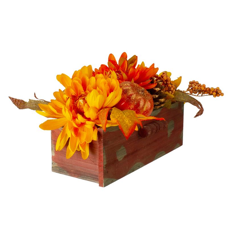 Northlight 14" Autumn Harvest Maple Leaf and Berry Arrangement in Rustic Wooden Box Centerpiece, 3 of 6