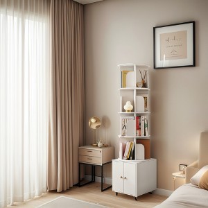 YONWAY 5 Tier Corner Bookshelf,Floor Standing Bookcase Storage Rack,360 Degree Display Rotating Bookshelf With Drawer For Bedroom, Living Room - 1 of 4