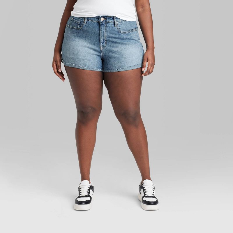 Women's High-Rise Curvy Rolled Cuff Jean Shorts - Wild Fable™, 3 of 5