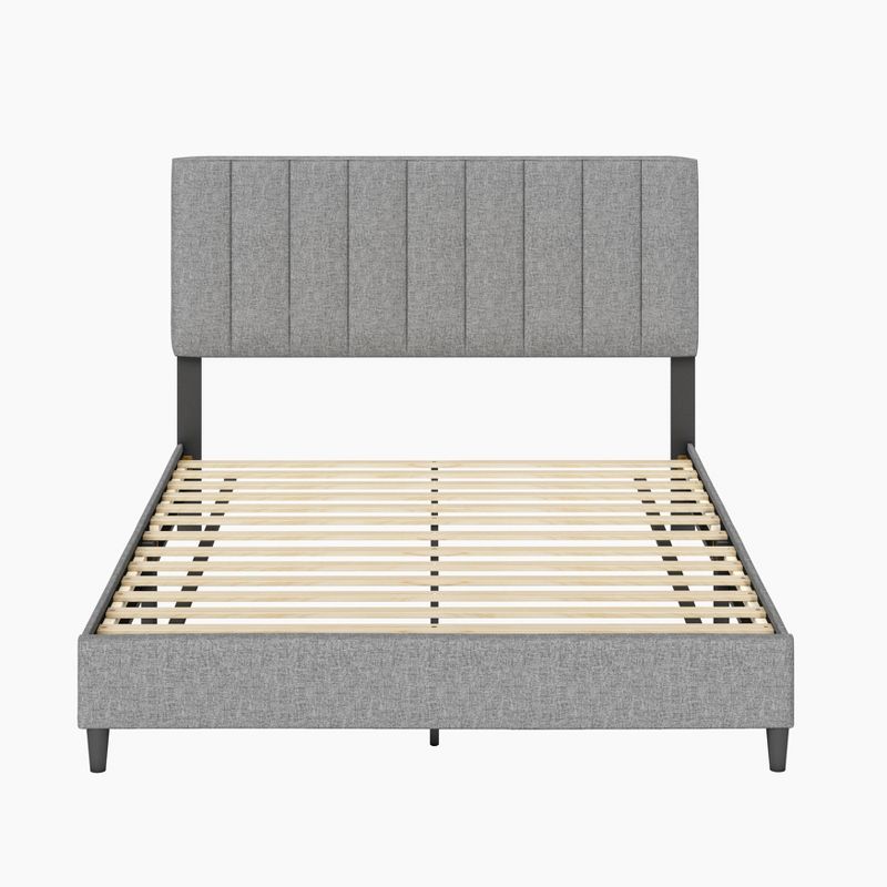 Malik Mid-Century Vertical Channel Linen Upholstered Platform Bed - Eco Dream, 3 of 11