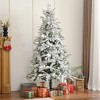 NAYSAYE 6FT Snow Flocked Artificial Christmas Tree Full Branch Tips with Metal Stand for Holiday Home Decor, White, 35.4"*35.4"*70.8" - 2 of 4