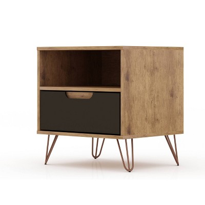 Rockefeller Natural and Textured Grey 1-Drawer Nightstand