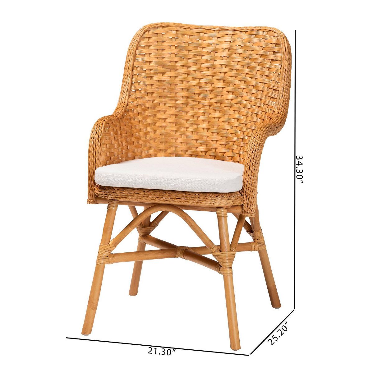 bali & pari Celsie Rattan Dining Chair Light Honey/White - thumbnail 5