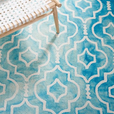 Ivory Turquoise Hand-tufted Wool Rectangular Accent Rug
