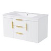 JUJABU 36" Wall-Mounted Bathroom Vanity with Resin Sink, 2 Drawers, Solid Wood Cabinet & Spacious Storage - 2 of 4