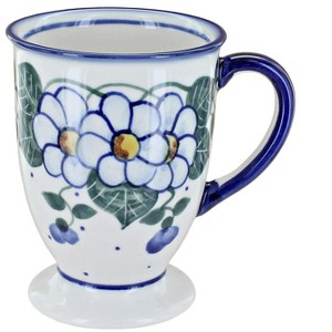 Blue Rose Polish Pottery 14C WR Unikat Pedestal Mug - 1 of 2