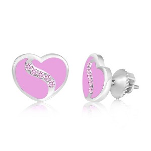 Chanteur Hypoallergenic Kids Jewelry Accessories Heart Swirl CZ White Gold Palladium Plating Stud Earrings Surgical Titanium Posts - 1 of 4