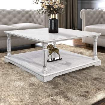 Galano Delroy 34.6 in. PSray Paint Square Solid Wood Top Coffee Table