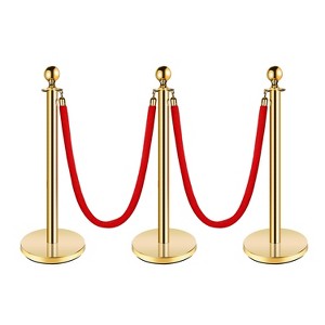 Stanchion Post with Velvet Rope, VIP Stanchion Queue Pole Barrier Posts, Red Carpet Stanchion Set - 1 of 4