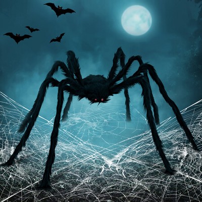 Joyfy Giant Spider Halloween Outdoor Decorations ,Scary Realistic Spiders Props Decor,Halloween Decorations for Outside Yard Garden Lawn Party