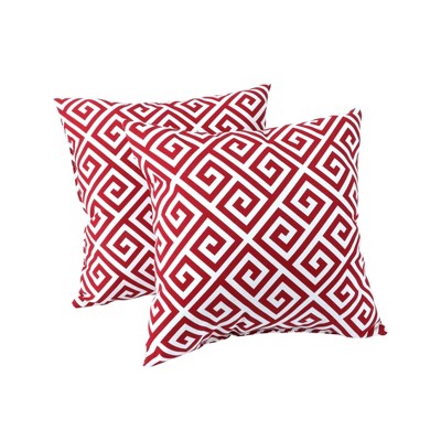 2 Pack Outdoor Throw Pillows, Waterproof & Fade-Resistant Patio Cushions for Garden, 18x18 Inch, RED