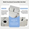 61"W Upholstered Loveseat Sofa Pull Out Sofa Bed Couch Chaise Lounge Sofa with Adjsutable Backrest, 2 Pillows, Cup Holders, USB Ports, Gray-ModernLuxe - 4 of 4