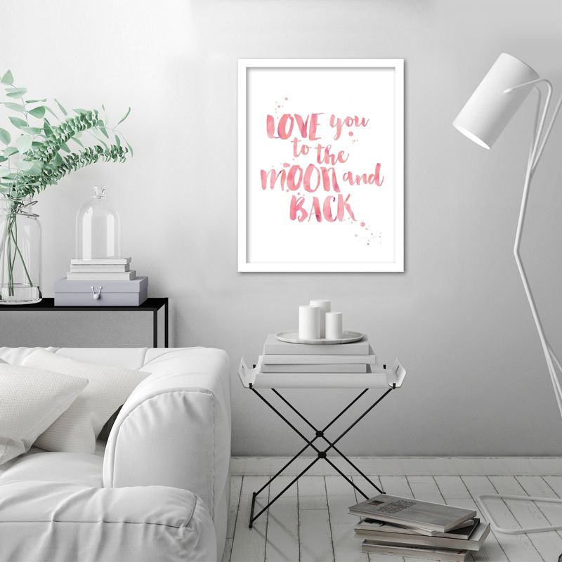 Americanflat Motivational Minimalist Love You To Moon Back Wtrclr Pink By Amy Brinkman White Frame Wall Art, 3 of 8