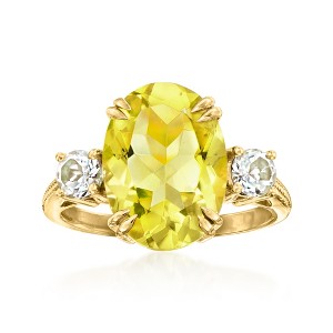 Ross-Simons 4.60 Carat Lemon Quartz Ring With .50 ct. t.w. White Topaz in 18kt Gold Over Sterling - 1 of 4