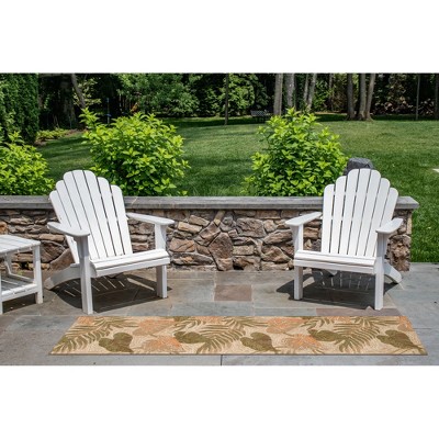 Neutral Tropical Leaf Hand-Tufted Synthetic Runner Rug 2' x 8'