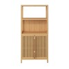 VANIRROR Bamboo Buffet Storage Cabinet, Freestanding Sideboard Cabinet With Slatted Door For Bathroom, Living Room, Bedroom, Hallway, Natural Color - 2 of 4