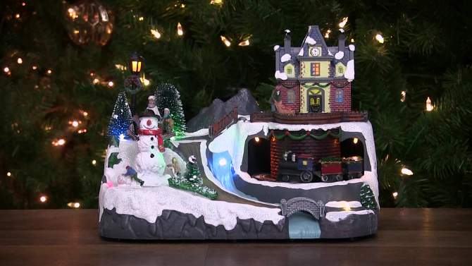 Northlight 10" LED Lighted Animated Train Christmas Village, 2 of 8, play video