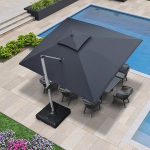 PURPLE LEAF 10' X 12' Patio Umbrella Outdoor Rectangle Umbrella Silvery Cantilever Outdoor Umbrella for Garden Deck Pool Patio - 1 of 4