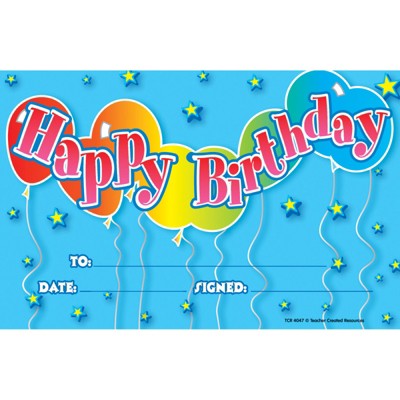Teacher Created Resources Birthday 2 AwardS, Pack of 25 (Case of 6)