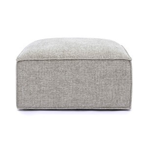 TOV FurnitureMindy Chenille Basketweave Ottoman Taupe - 1 of 4