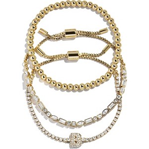 3-Piece Gold Plated Initial Bead Bracelet Set, Personalized Trendy Jewelry Gift for Women - 1 of 4