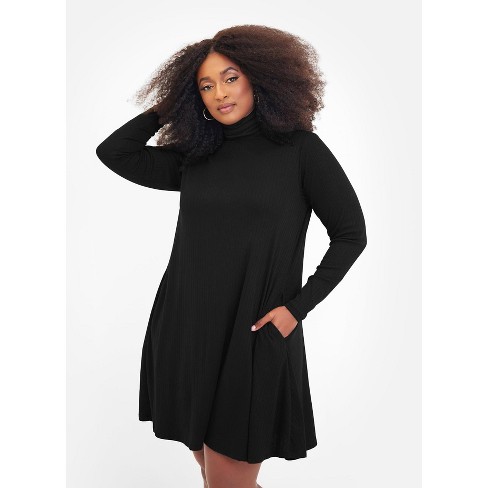 Black turtleneck best sale skater dress