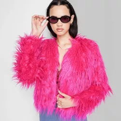 Women's Faux Fur Jacket - Wild Fable™ Magenta
