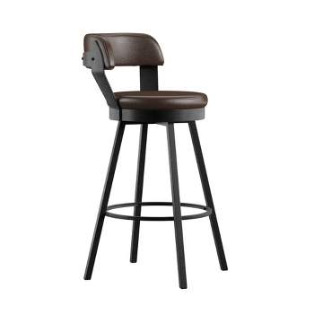 2pk 29" Meilan Faux Leather Metal Swivel Counter Height Barstools - Inspire Q