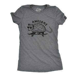 Womens Awesome Possum T shirt Funny Cool 90s Retro Animal Lover Graphic Tee - Crazy Dog Women's T Shirt - 1 of 4