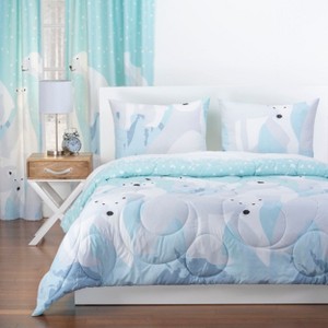 Full/Queen White Bear Reversible Comforter With Sham Blue - Crayola