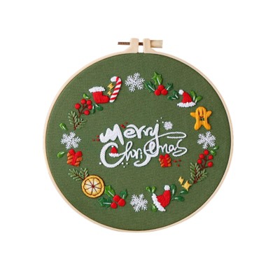 Embroidery Kit, Embroidery Starter Kit - with Embroidery Hoop, Christmas Stamped Pattern, for Beginners, Women Hobbies, CX0842 (One Size)