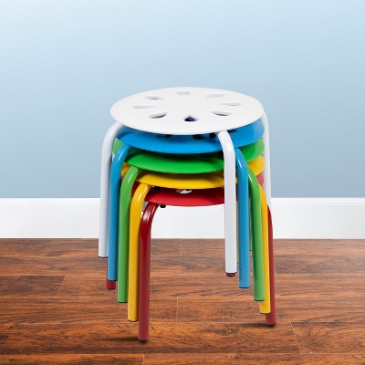 Modern 11.5" Assorted Color Stackable Steel Stools - Set of 5