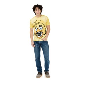 Five Nights At Freddy's Chica Men's Yellow Spiral Tie-Dye Crew Neck Short Sleeve T-shirt - 1 of 2