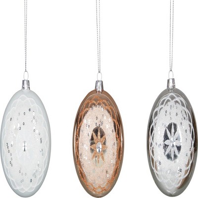 Transpac Glass Glitter Ornament Set of 3 Multicolored Christmas Tree Ornaments for Holiday Decor and Gift Giving