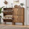 GDFStudio Mid-Century Modern Shoe Storage Cabinet with 2 Flip Doors and Metal Handles - 2 of 4
