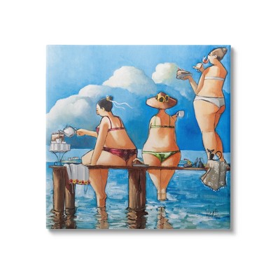 Stupell Industries Whimsical Summer Beach Ladies Canvas Wall Art