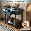 36" Slim Vintage Console Table with Curved Corners,Entryway Table with Drawer & Open Shelf for Hallway,Living Room-Baofuwish - 3 of 4
