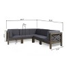 Christopher Knight Home Brava Outdoor Acacia Wood 5 Seater Sectional Sofa Set with Cushions - 3 of 4