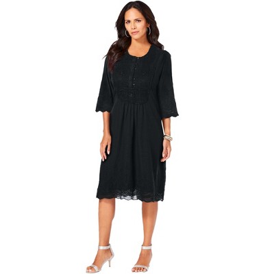 Roaman's Women's Plus Size Cotton Lace Dress