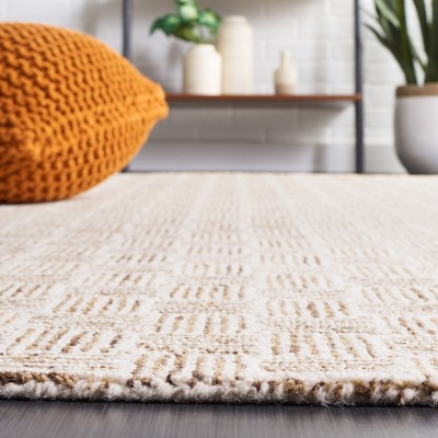 Handmade Taupe and Ivory Wool Tufted Area Rug, 4' x 6'