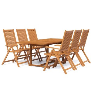 vidaXL Garden Dining Set Natural Wood Solid Acacia Wood Medium Foldable - 1 of 4