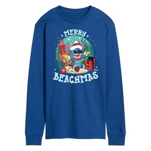 Men's - Lilo and Stitch - Merry Beachmas Christmas Long Sleeve Graphic T-Shirt - 1 of 3